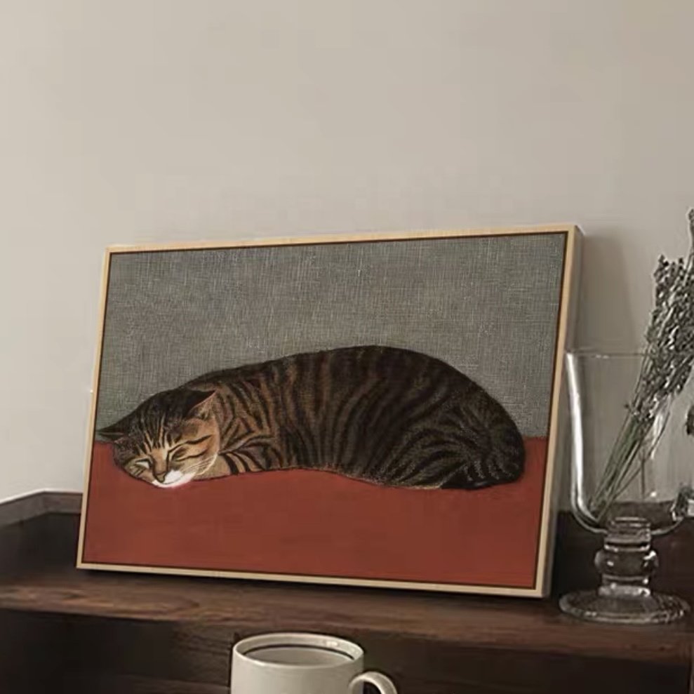 Modern Simple Animal Painting Living Room Bedroom Decoration Cat Wall Art Paper Oil Digital Printing Modern Design Art Nouveau