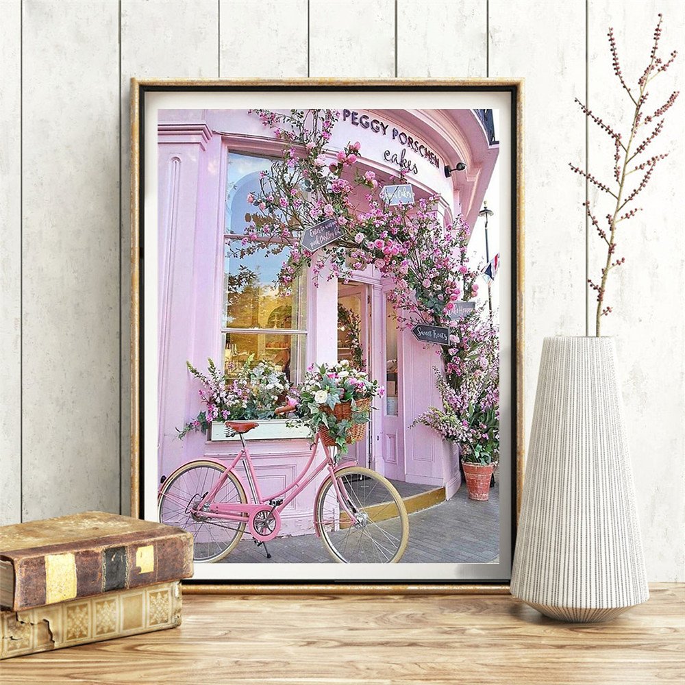 Paintings and Wall Arts 100% Full DIY Diamond Art Painting Flower Wholesale Round Or Square Drill Embroidery Bicycle Wall Decor