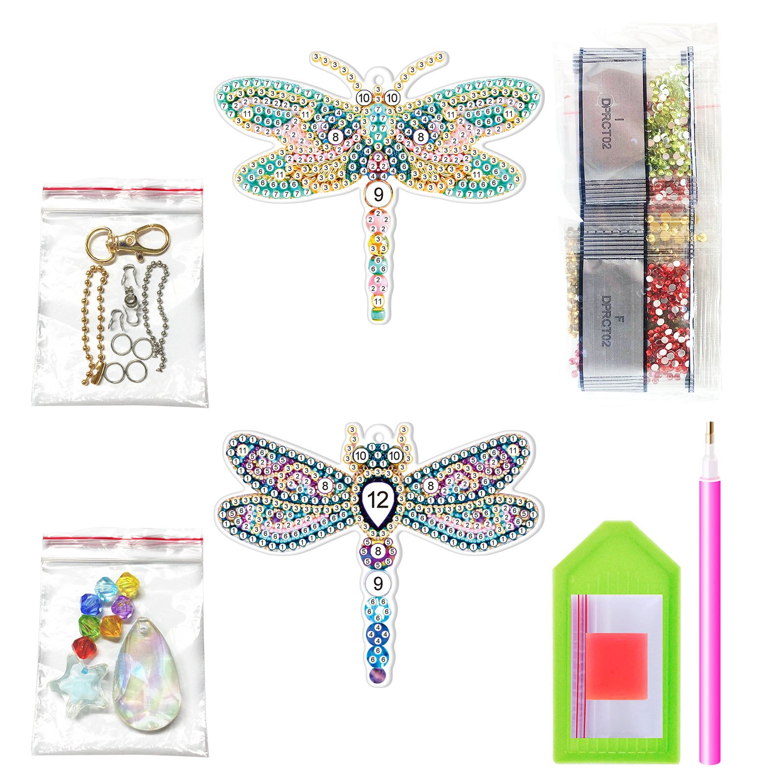 DIY Diamond Painting Wind Chime Pendant Art Rhinestone Colorful Butterfly Picture Hanging Wall Ornaments Home Decor Gifts