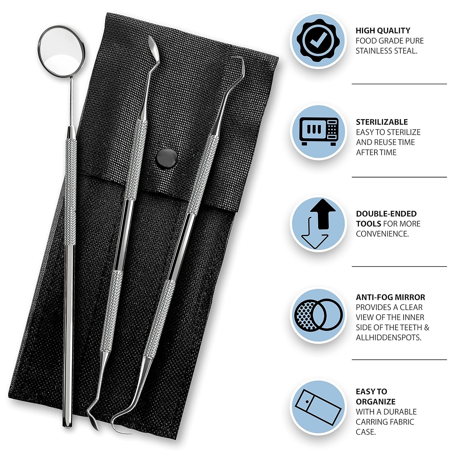 Steel Tooth Scraper and Dental Tweezers Manual Dental Hygiene Kit for Teeth Cleaning Dental Tools Pick
