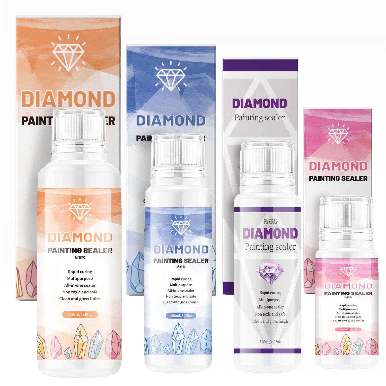 60/120/150/240ml 5D Diamond Painting Glue Diamond Art Glue Sealer Permanent Hold Sealer for Diamond Painting and Jigsaw Puzzles