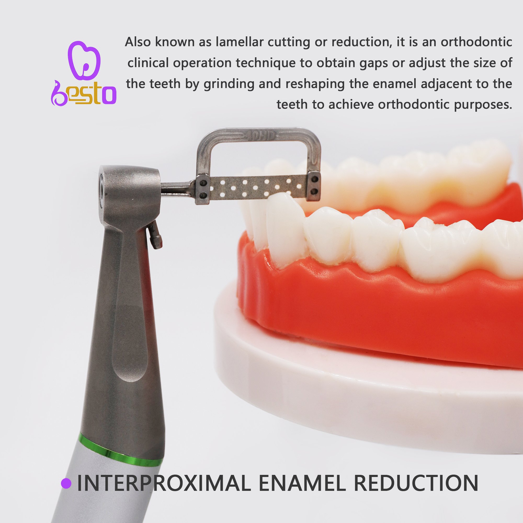 4:1 Orthodontic with Saw Blade Dental Handpiece Kit IPR System Reciprocating Interproximal Stripping Reduction Contra Angle