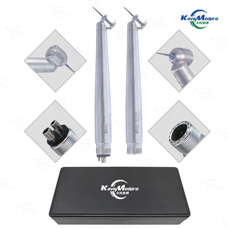 45 Degree Dental Supply Surgical Handpiece with Angle Rear Exhaust Push Button High Speed Dentisty Drills Equipment
