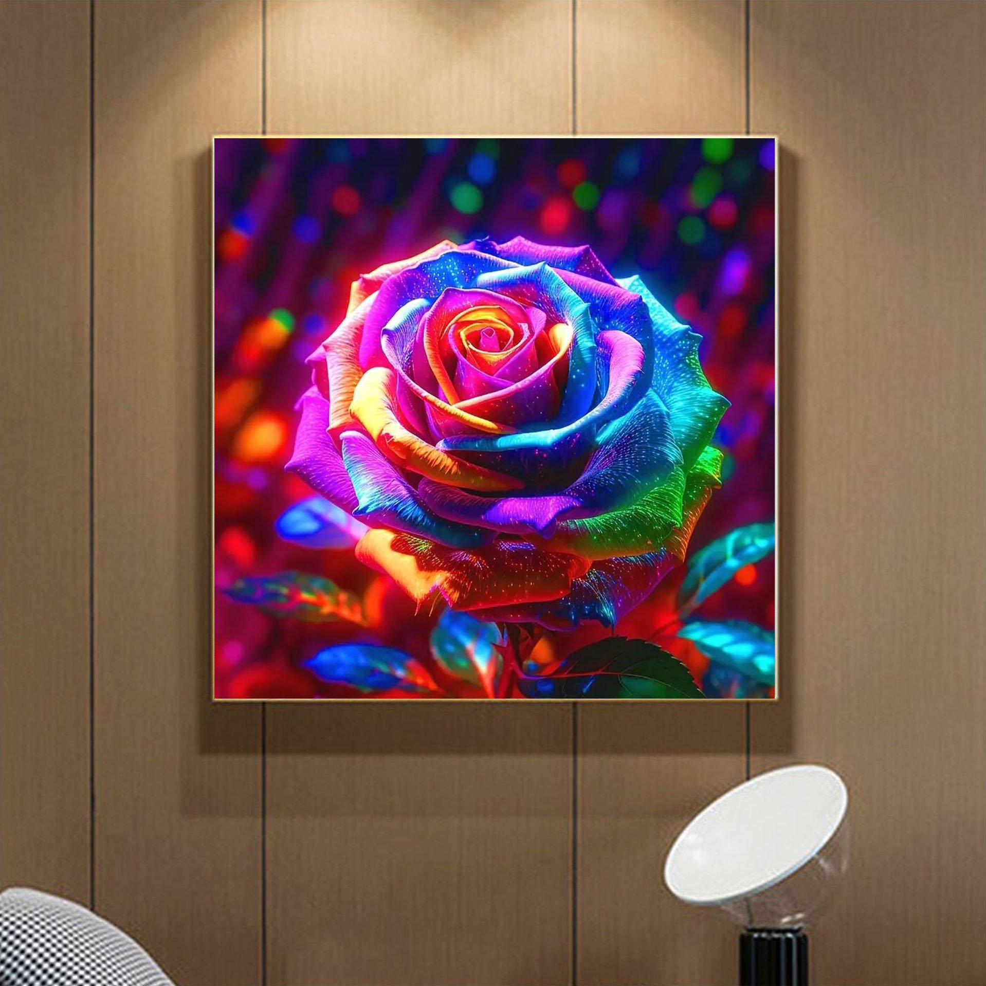 Colorful rose and diamond painting cool flower and diamond painting high aesthetic value handmade diamond painting 20*20cm