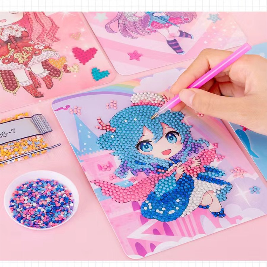 custom design Princess Cartoon Diamond Painting Children Crystal Bright Diamond Stickers Handmade