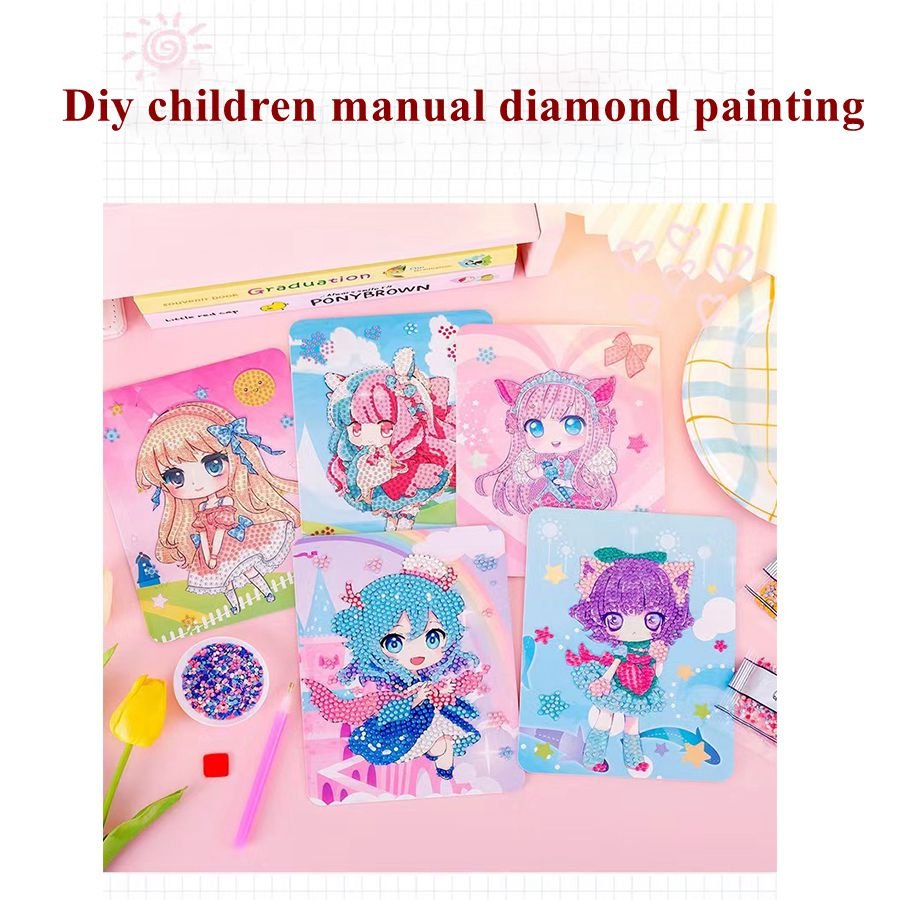 custom design Princess Cartoon Diamond Painting Children Crystal Bright Diamond Stickers Handmade