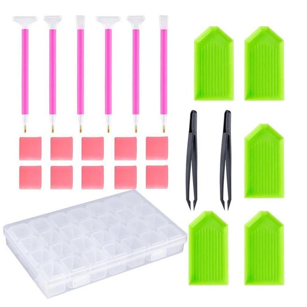 Wholesale 5D Diamond Painting Tool Kit Point Drill Pen Diy Art Diamond Embroidery Accessories Tray Storage Box Tools Custom