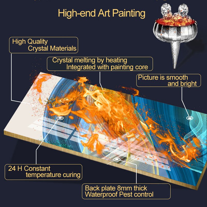 Modern Simple Living Room Decorative Triptych Crystal Porcelain Diamond Painting Sofa Background Wall Hanging Wall Art