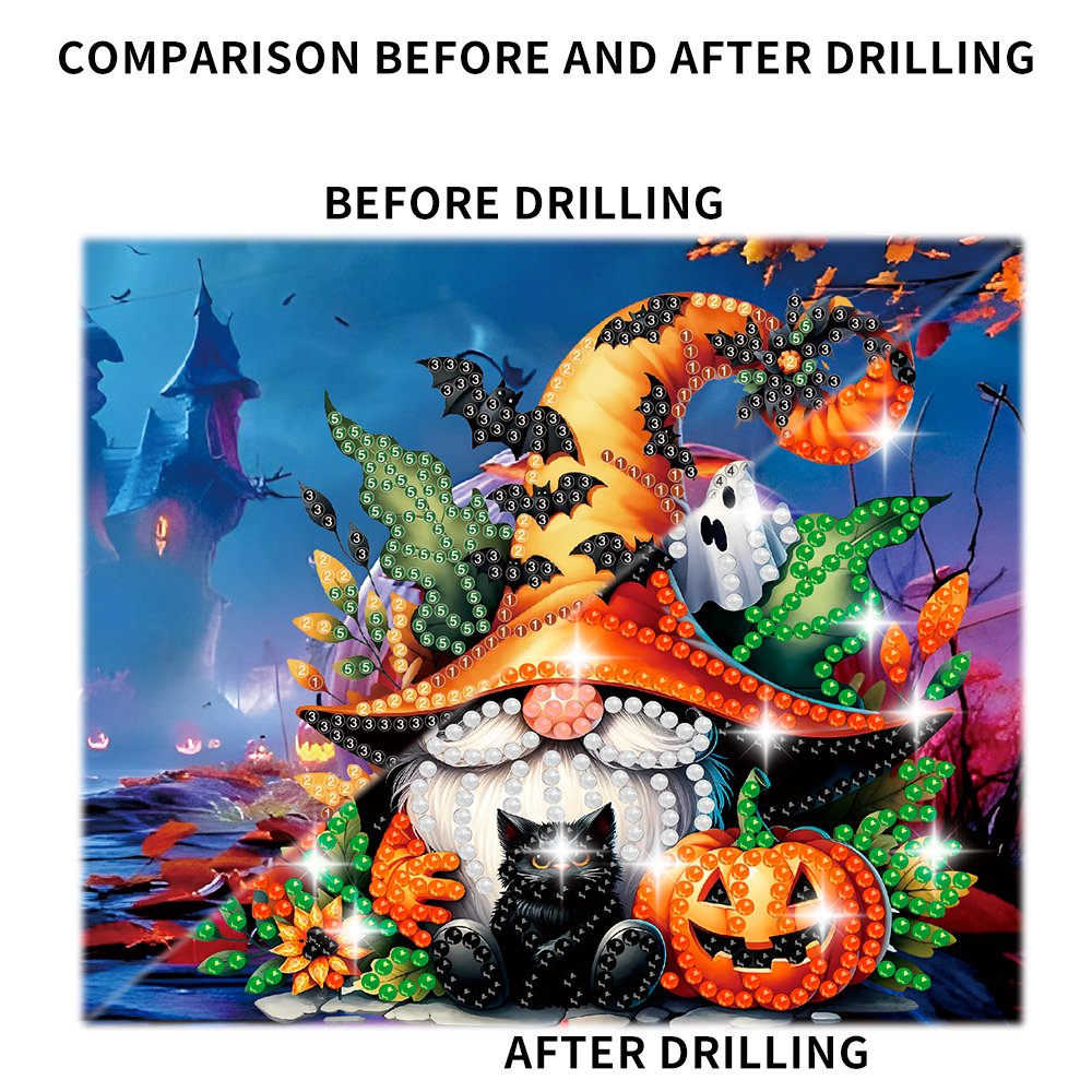 6 Halloween Diamond Art Set, Halloween Pumpkin Card Set Suitable for Beginners, Adults and Children DIY Diamond Painting Craft