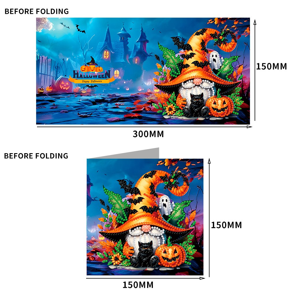 6 Halloween Diamond Art Set, Halloween Pumpkin Card Set Suitable for Beginners, Adults and Children DIY Diamond Painting Craft