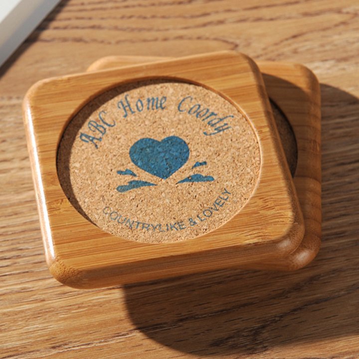 Wholesale Custom Acacia Cork Bamboo Walnut Wooden Coaster Beech Coaster for Coffee Cup