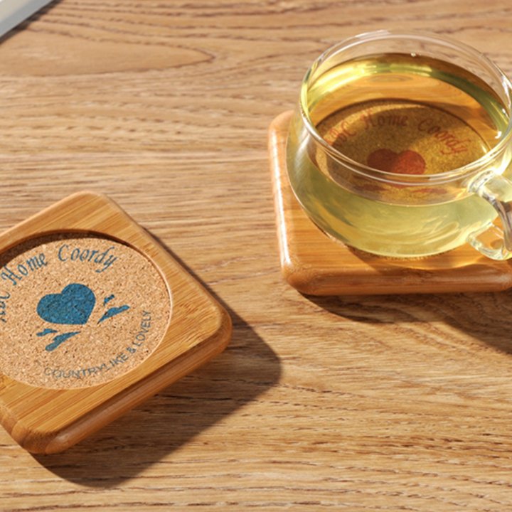 Wholesale Custom Acacia Cork Bamboo Walnut Wooden Coaster Beech Coaster for Coffee Cup
