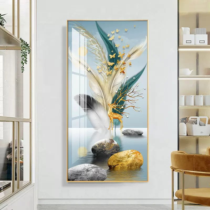 Custom Home Decor Glass Hanging Painting Modern Flower Landscape Artwork Canvas Crystal Porcelain Painting