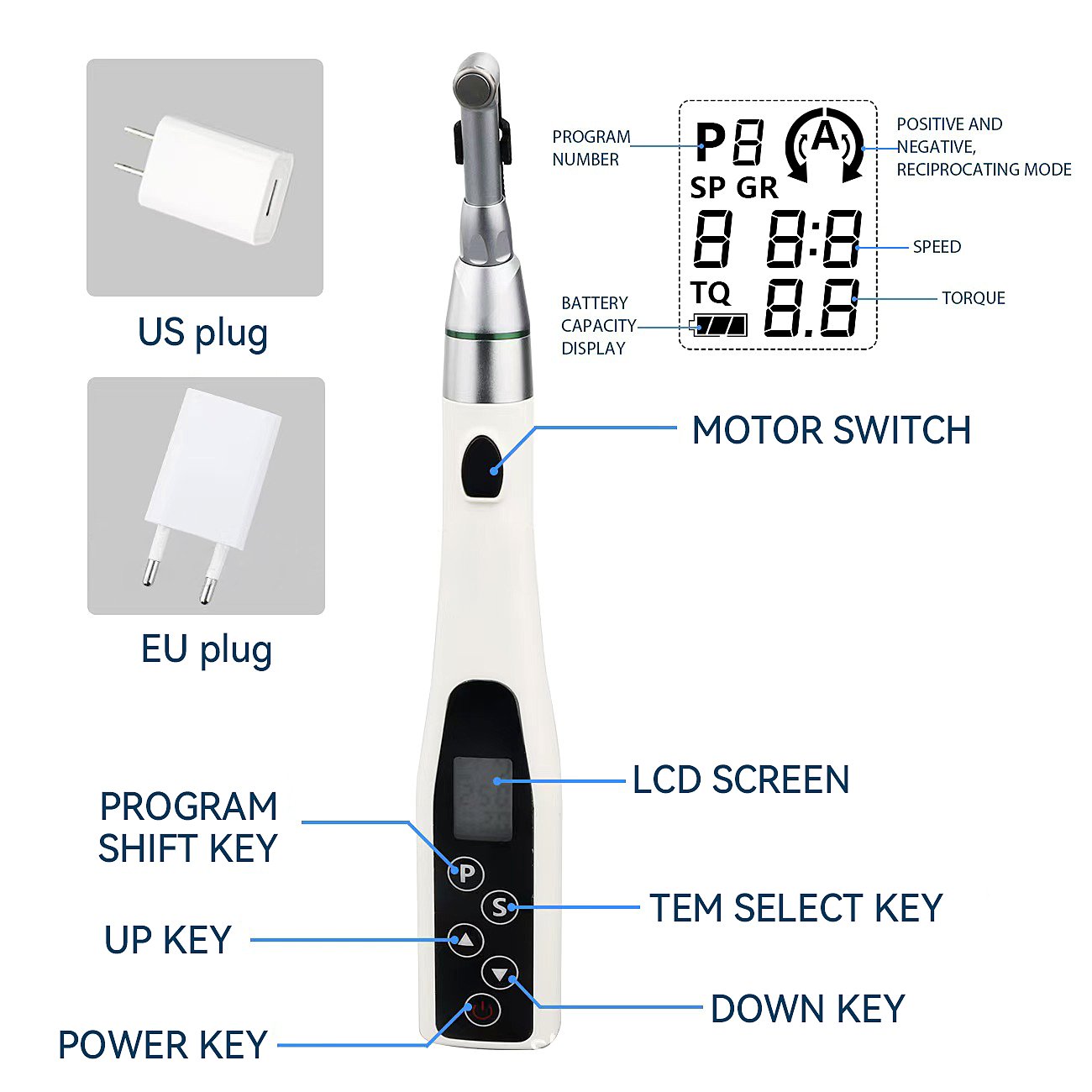 Dental Rotary Root Canal Treatment Y-SMART Endo Motor 16:1 Wireless Endomotor with LED Light