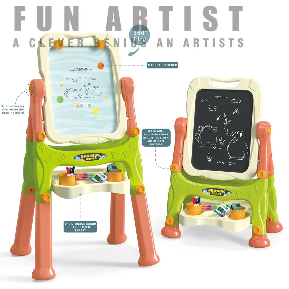 Children's Educational Drawing Board Toy Manual Graffiti Painting with Color Box Bracket Magnetic Writing & Drawing Board