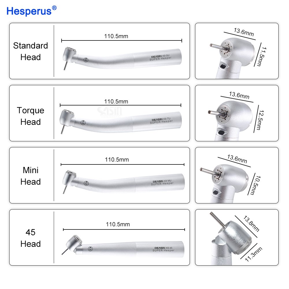Dental torque mini 45 degree Dental High Speed Fiber Optic LED Turbine Handpiece For KV Coupler 6 Holes Dental Material Tools