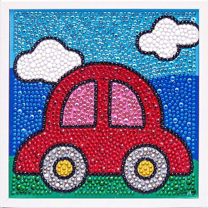 DIY Handmade Children's Diamond Photo Decoration Full Drill Cartoon Car Diamond Painting With Frame For Kids