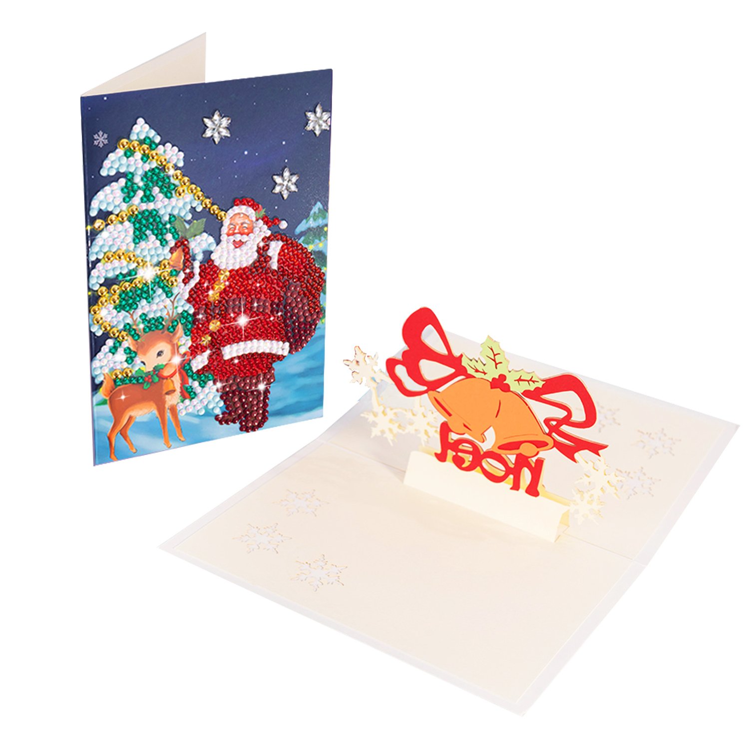 Single Christmas Santa Claus Penguin Snowman Tree Deer Diamond Painting Greeting Cards for Adults Holiday Friends Family