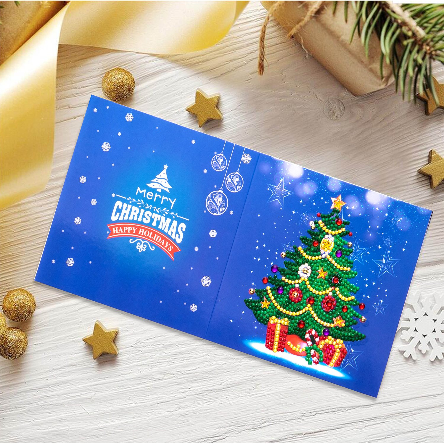 Single Christmas Santa Claus Penguin Snowman Tree Deer Diamond Painting Greeting Cards for Adults Holiday Friends Family