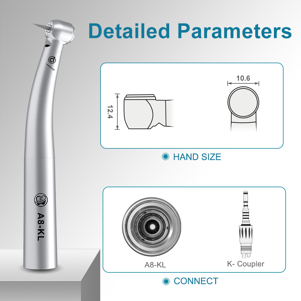 AI DENTAL AiKO Series A8-KL Dental Air Turbine High Speed Handpiece Optic Mini Head K-Coupler Inner Water Spray Dentist Supplies