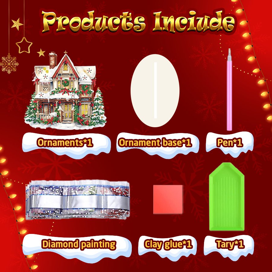 DIY 5D Handpainted Christmas Wooden House Diamond Painting Tabletop Decor Special Shape Acrylic Diamond Painting Desk Ornament