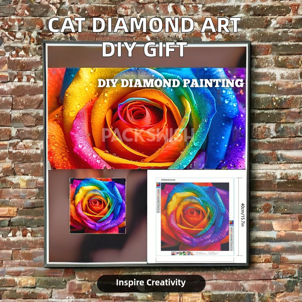 5D Full Drill Floral Cat Photo Diamond Painting Art Square Diamonds DIY Gem Art Gift for Freemason Use