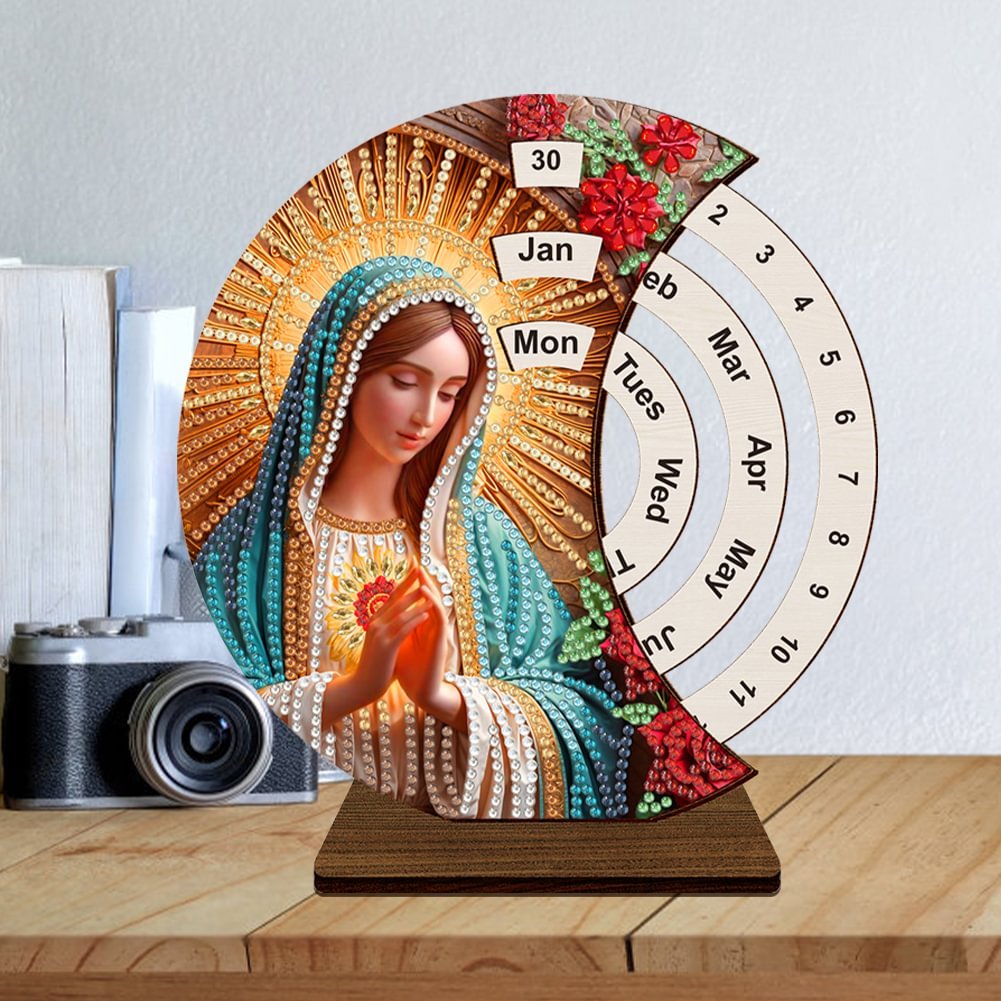 Diamond Painting Wooden Our Lady Perpetual Calendar 5D DIY Craft Ornament