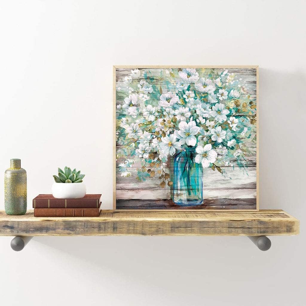 Small fresh flower diamond painting light blue flower diamond painting high-end green plant diamond painting 20*20cm