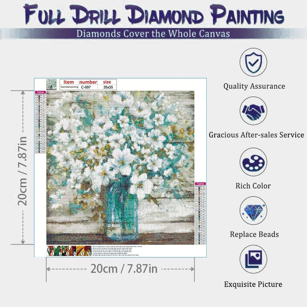 Small fresh flower diamond painting light blue flower diamond painting high-end green plant diamond painting 20*20cm