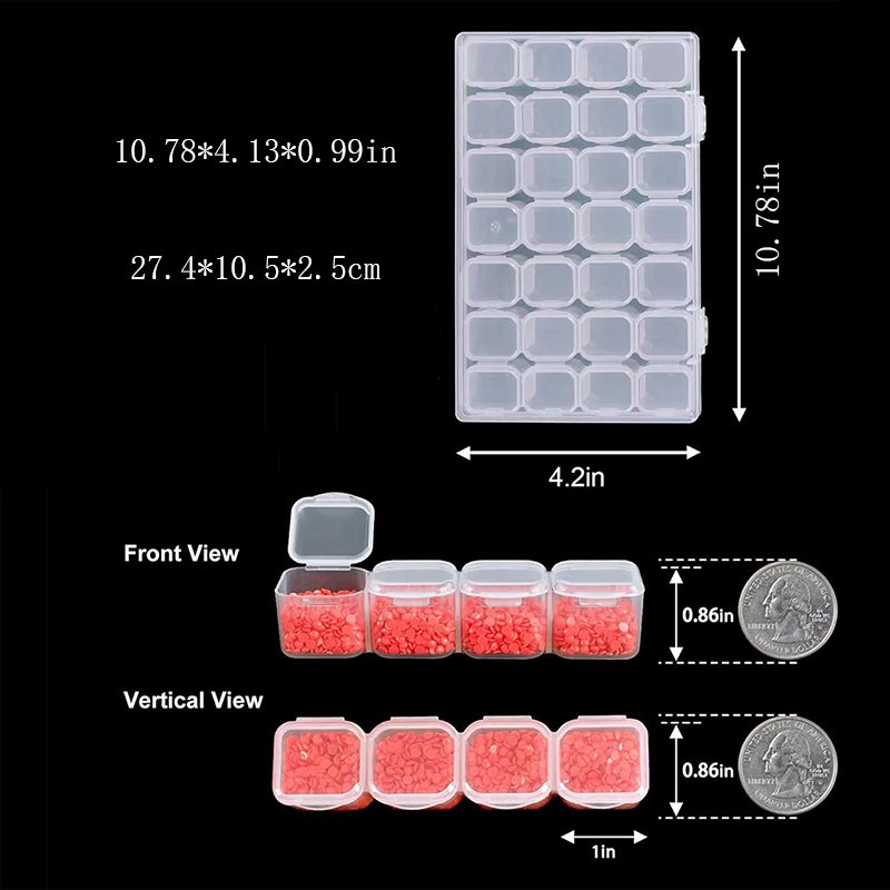 28 Grid Jewelry Storage Box Detachable Transparent Pill DIY Process Diamond Painting Rice Beads Storage Box