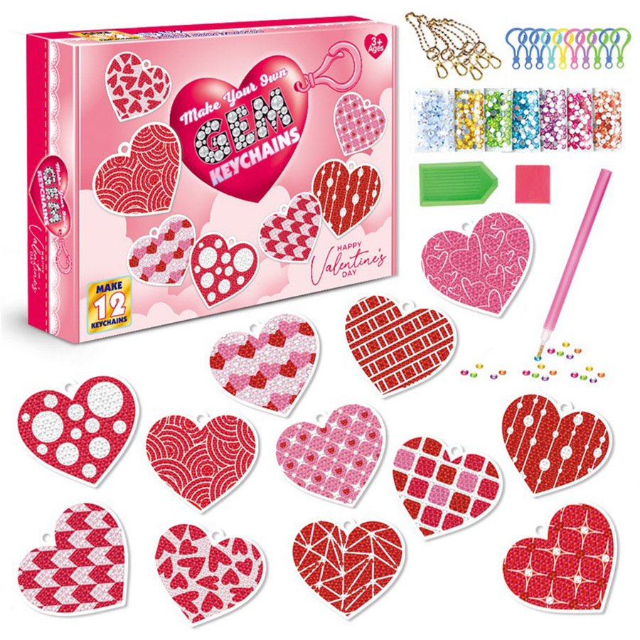 Gem Art Kids Diamond Gem Painting Kit with 5D Gem Keychain Girl Toy Easter Valentine Gift