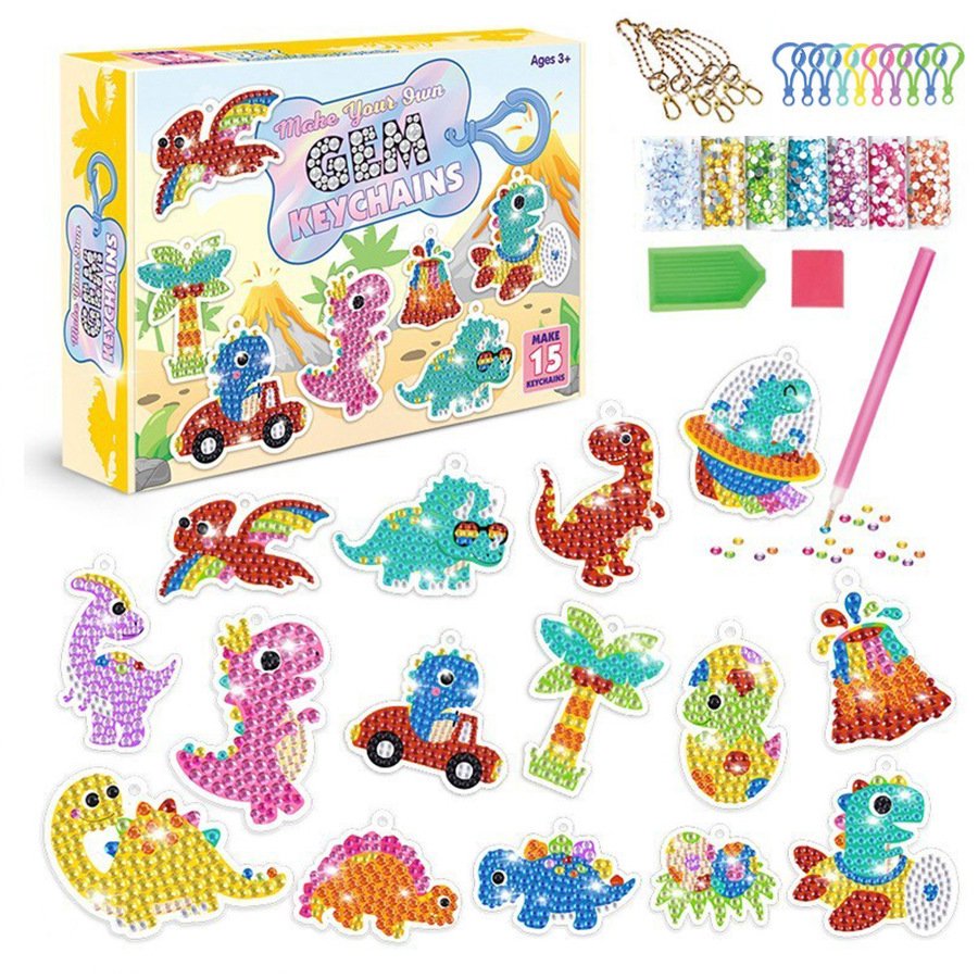 Gem Art Kids Diamond Gem Painting Kit with 5D Gem Keychain Girl Toy Easter Valentine Gift