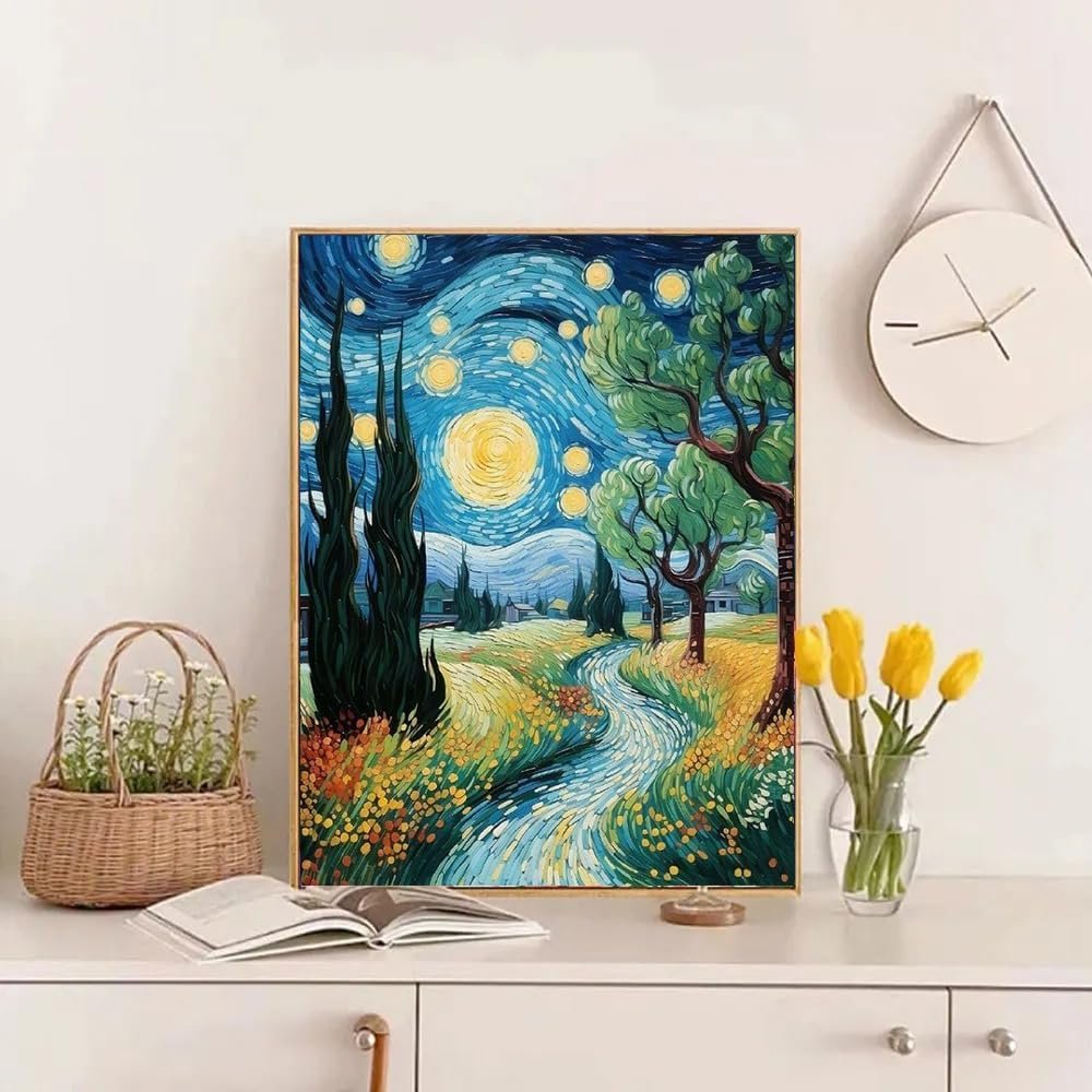 Adult Diamond Painting Set Starry Night and Trees Van Gogh Diamond Painting Set Home paintings and wall arts Decoration Crafts