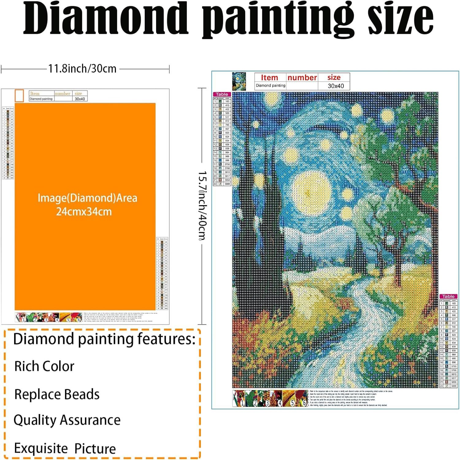 Adult Diamond Painting Set Starry Night and Trees Van Gogh Diamond Painting Set Home paintings and wall arts Decoration Crafts