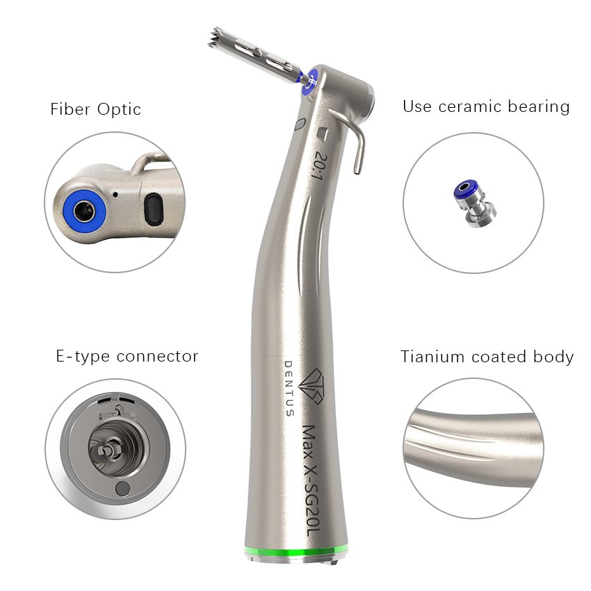 Dental Low Speed Handpiece 20:1 head Reduction Implant Surgery Contra Angle Handpiece Accessories Fit