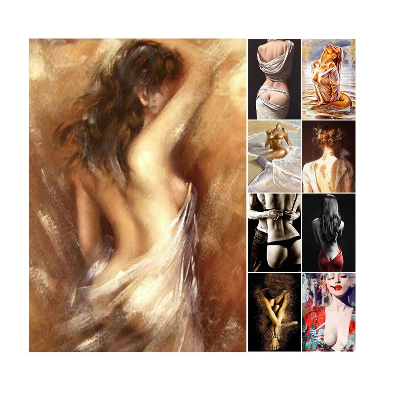 Hand-Painted Woman Wall Art Big size canvas diy oil painting by numbers Custom 5d handmade Painting Modern Female Portrait