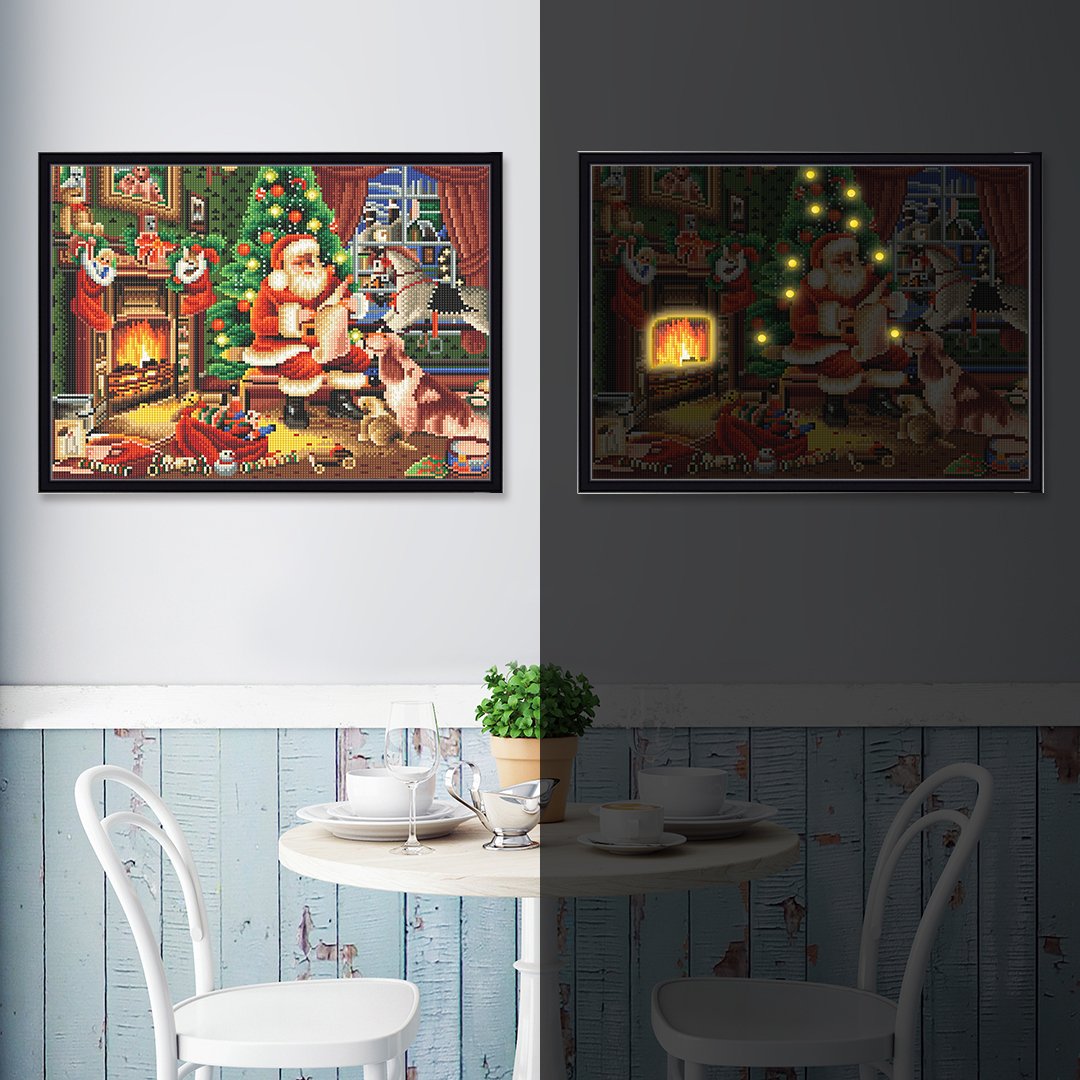 Christmas scene decoration paintings led luminous night 5d diy diamond painting kits for adults
