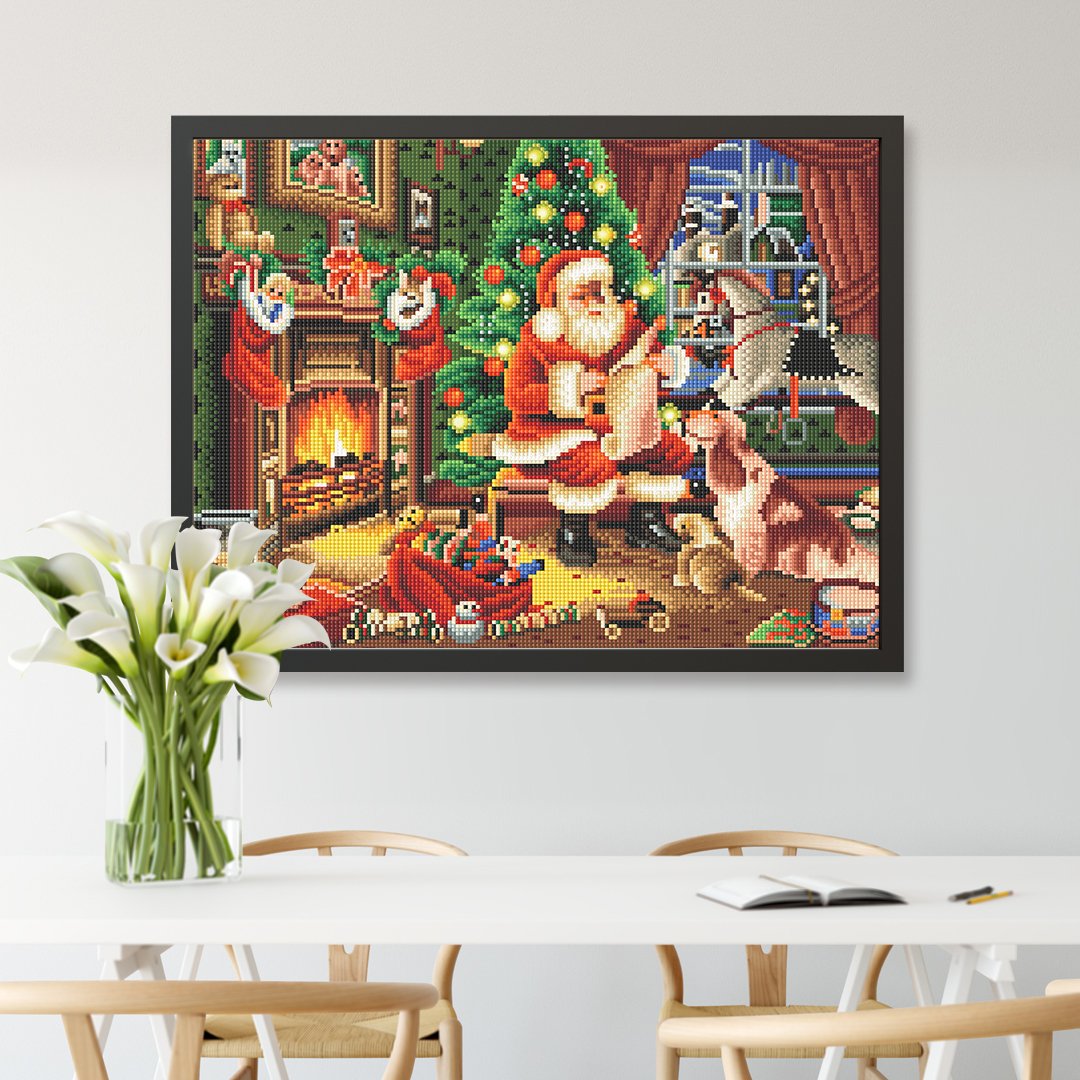 Christmas scene decoration paintings led luminous night 5d diy diamond painting kits for adults