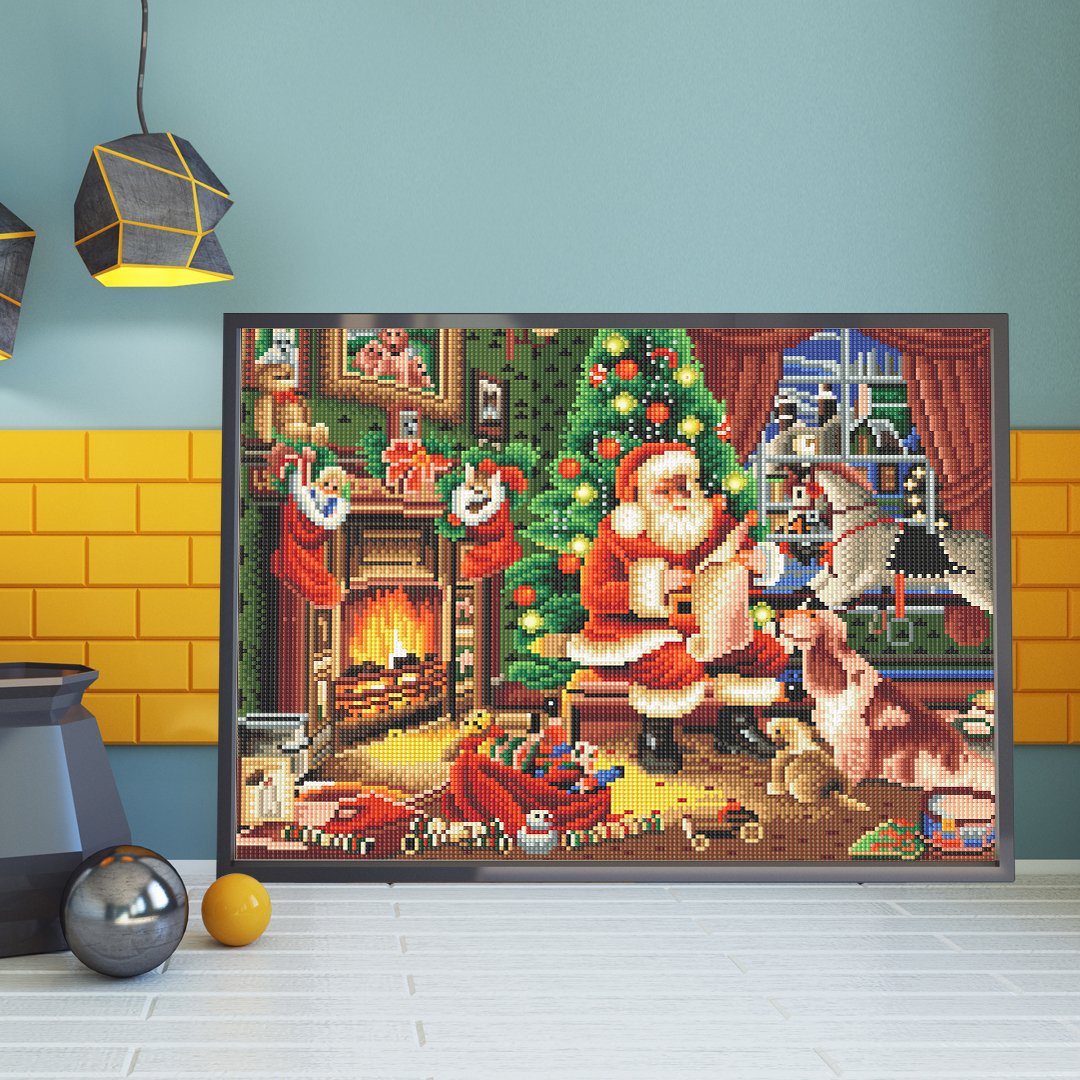 Christmas scene decoration paintings led luminous night 5d diy diamond painting kits for adults