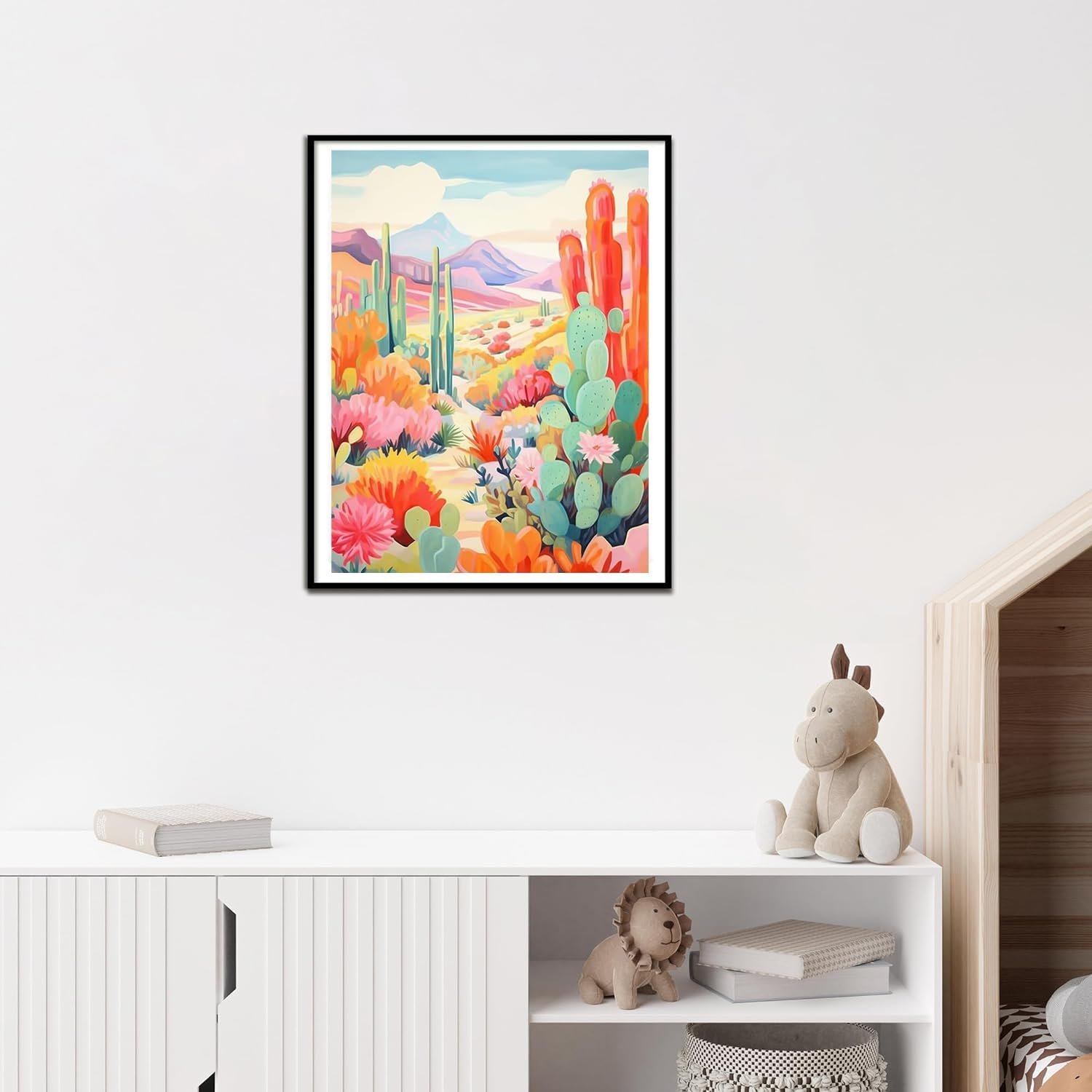Adult Diamond Painting Kit 5D Cartoon Desert Cactus Art Landscape Painting, Suitable for Home Wall Decoration Crafts