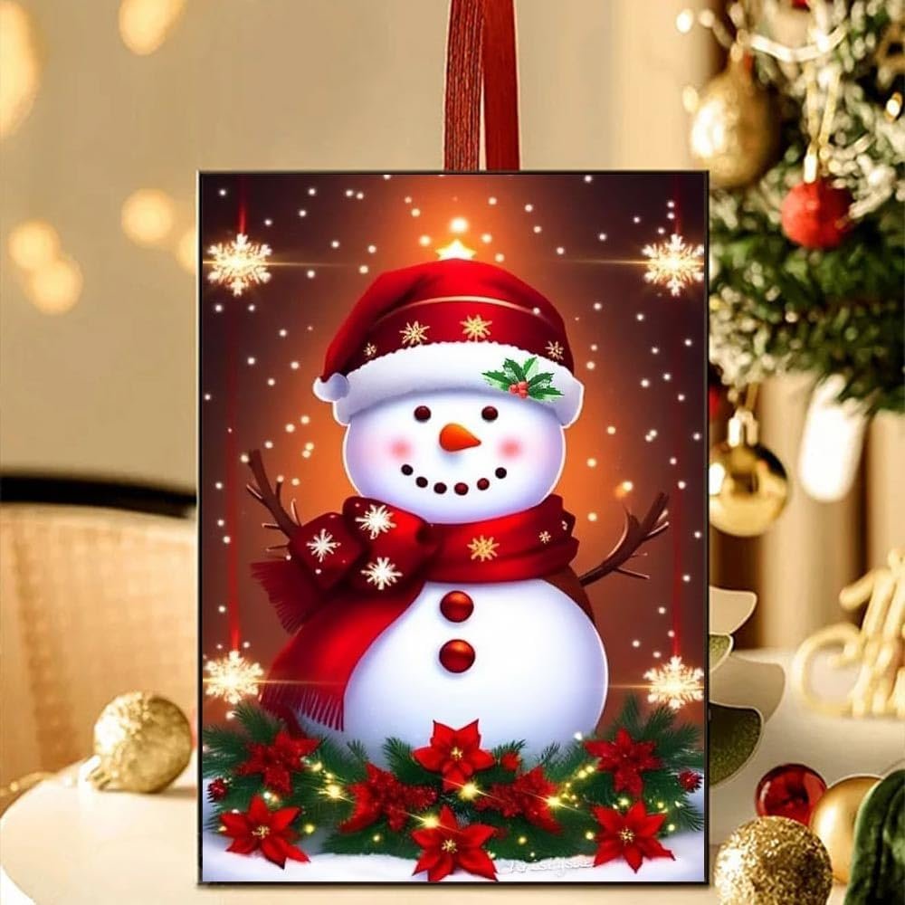 Christmas Day Diamond Painting Set for Adults DIY 5D Cartoon Joyful Snowman Home Wall Decoration Round Diamond Painting Art