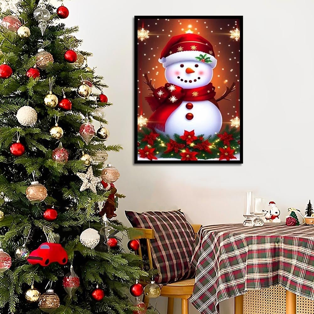 Christmas Day Diamond Painting Set for Adults DIY 5D Cartoon Joyful Snowman Home Wall Decoration Round Diamond Painting Art