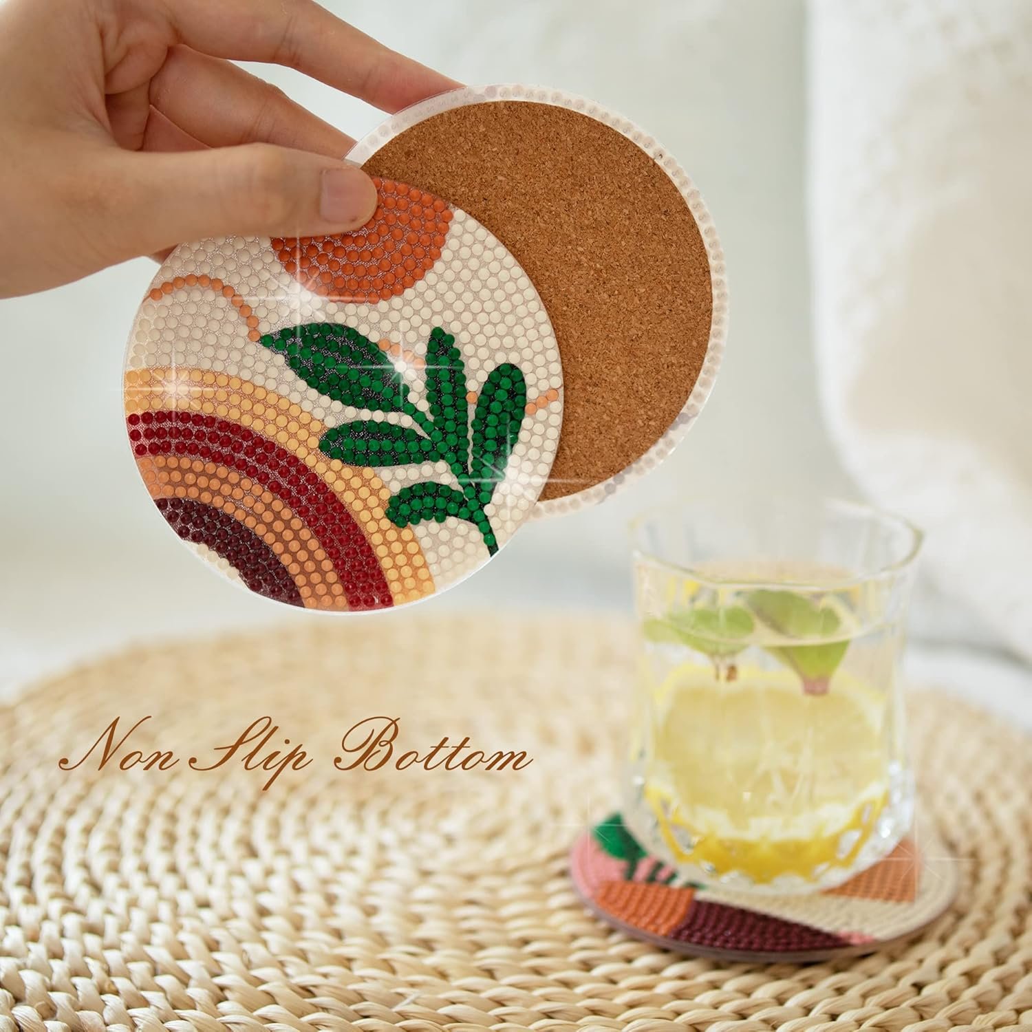 DIY Diamond Painting Coasters 6pcs Boho House Decor 5D Diamond mandala pattern Painting Kits for Adults and Kids