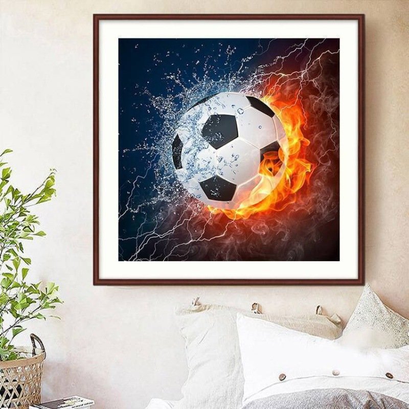 Diamond Painting Kit Football Baskeaball Wall Art Round Drill Diamond Diamond Football Paintings Painting Kit For Adults