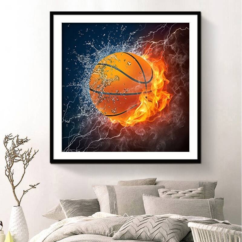Diamond Painting Kit Football Baskeaball Wall Art Round Drill Diamond Diamond Football Paintings Painting Kit For Adults