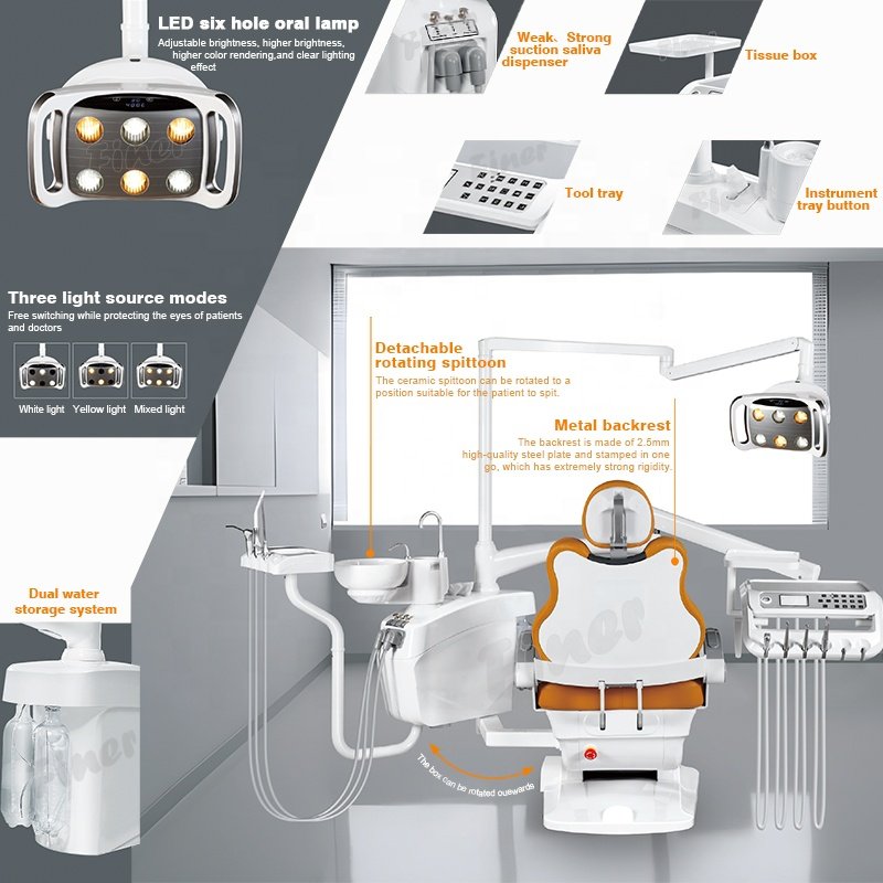 Adjustable Positioning Electric Dental Chair Unit With Built-In LED Lights