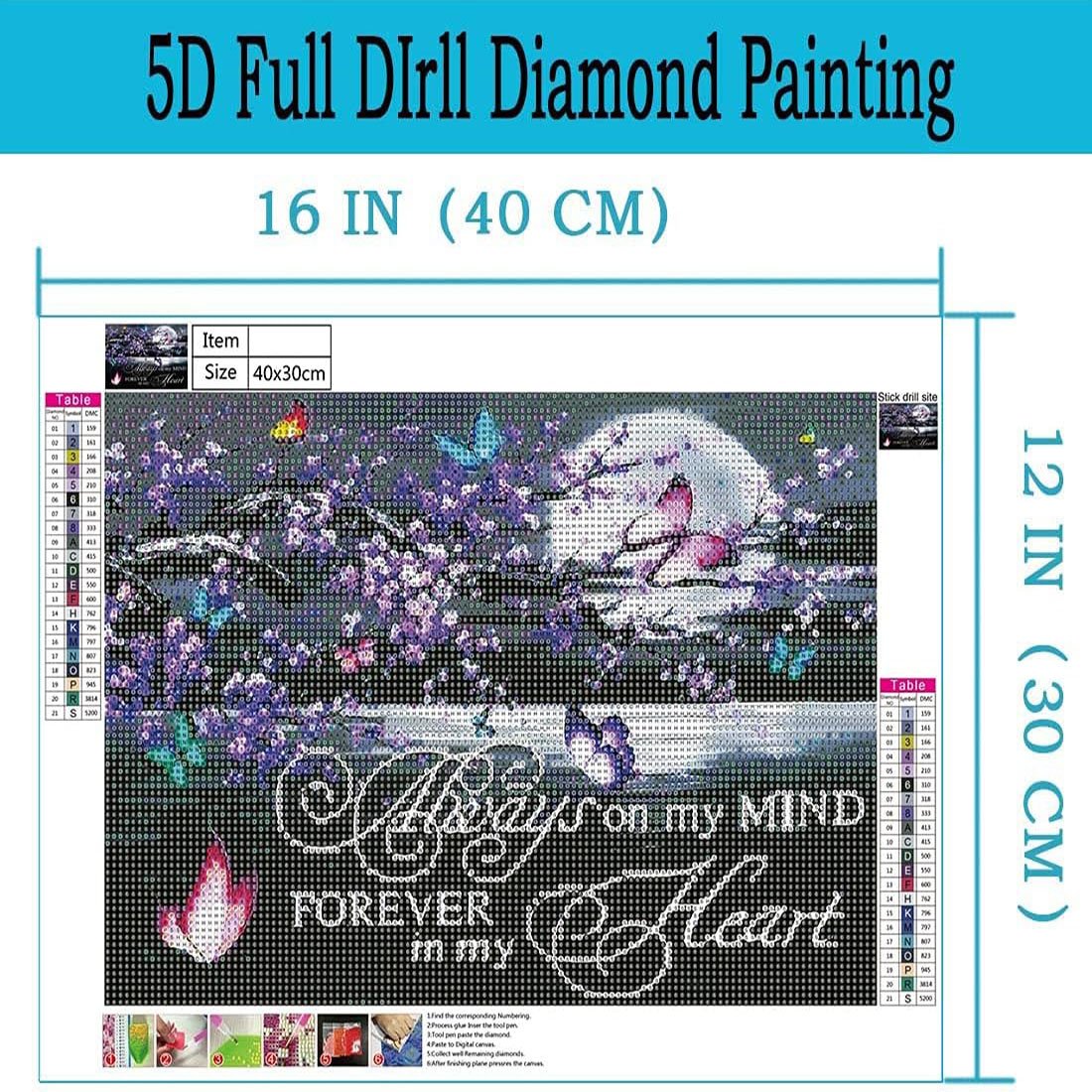 Adult Diamond Painting Set DIY 5D Round Diamond Butterfly Flower Diamond Art Suitable for Family Leisure and Wall Decoration