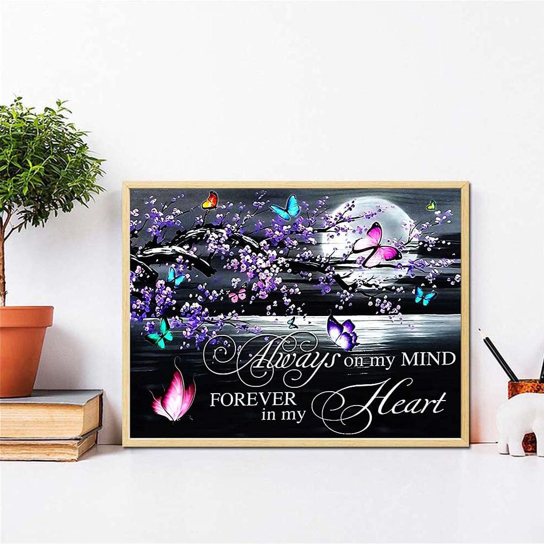 Adult Diamond Painting Set DIY 5D Round Diamond Butterfly Flower Diamond Art Suitable for Family Leisure and Wall Decoration