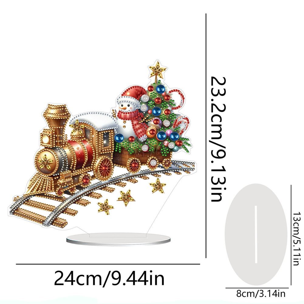 Diamond Painting Acrylic Winter Christmas Train Double Sided 5D DIY Craft Table Ornament