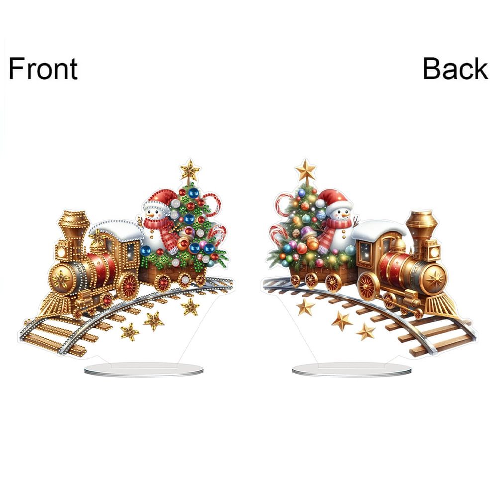 Diamond Painting Acrylic Winter Christmas Train Double Sided 5D DIY Craft Table Ornament
